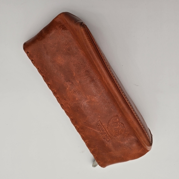 Vintage Bag Makeup Cosmetic Travel Case Pen Coin Wallet Orange Patchwork Boho - Picture 10 of 12